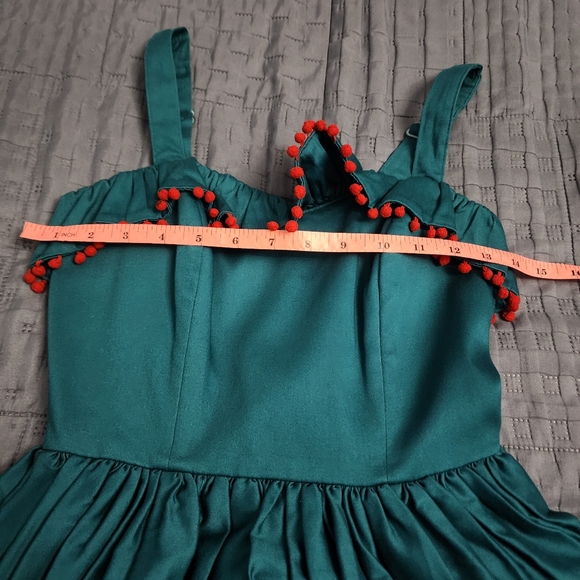 Pinup Couture Teal and red Bella Donna Swing dress XS - Picture 7 of 7